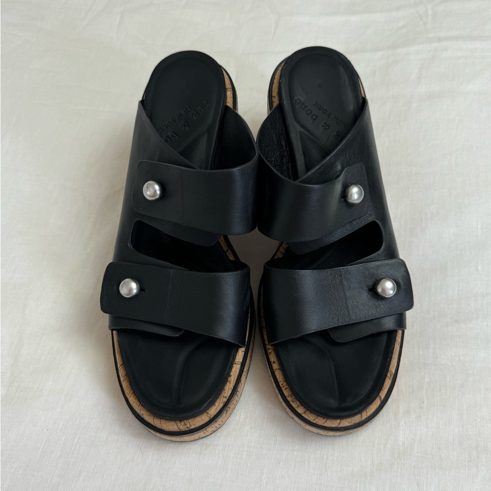 Rag & Bone Sommer Leather Double-Buckle Slide High-Heel Wedge Sandals Size 41 - Picture 10 of 12